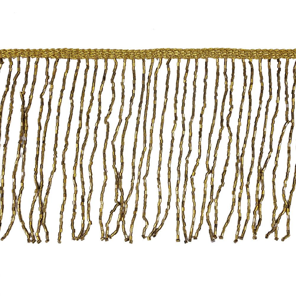Dark Gold Beaded Fringe on Braided Lip - 5" Dark Gold Beaded Fringe on Braided Lip - 5"