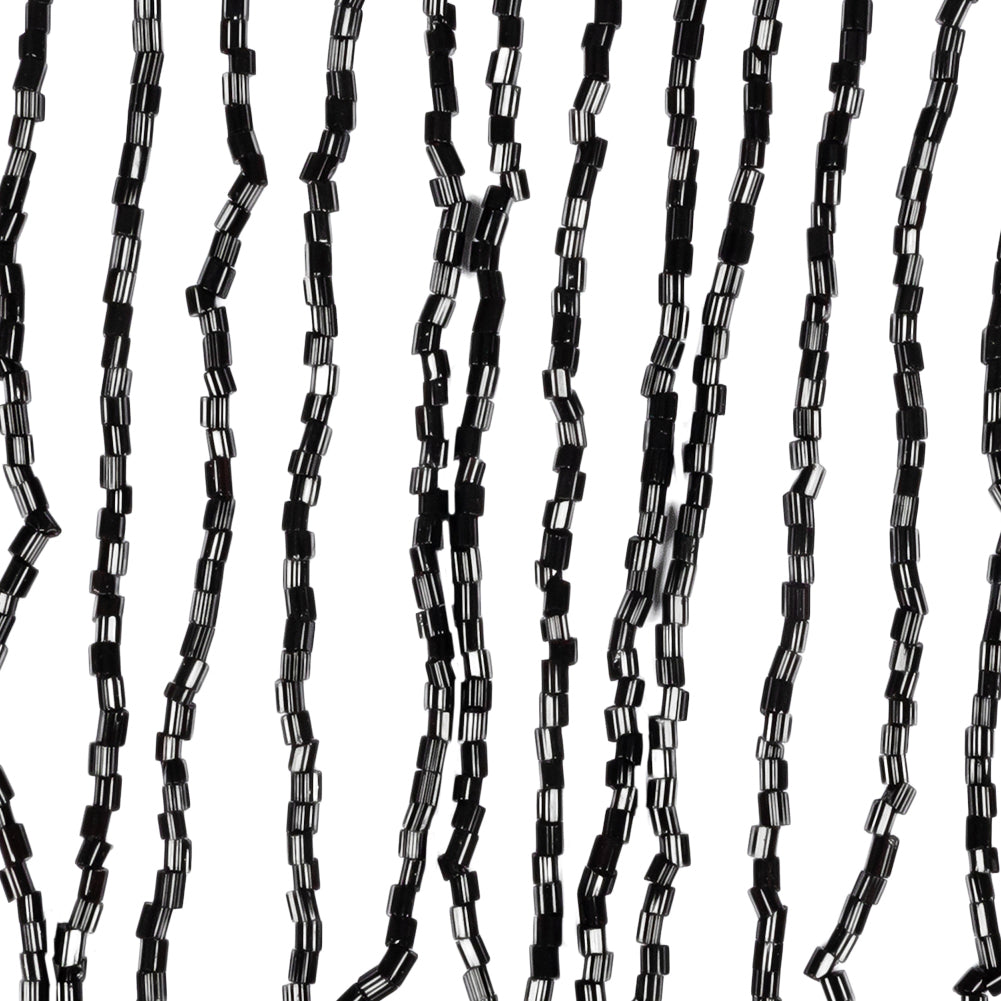 Charcoal Beaded Fringe on Braided Lip - 5" Charcoal Beaded Fringe on Braided Lip - 5"