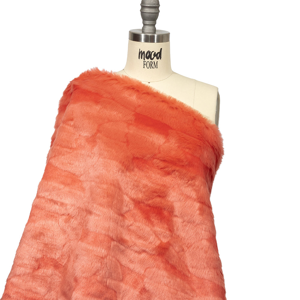 Luxury Faux Fur - Coral Abstract Tonal Drape Luxury Faux Fur - Coral Abstract Tonal Drape