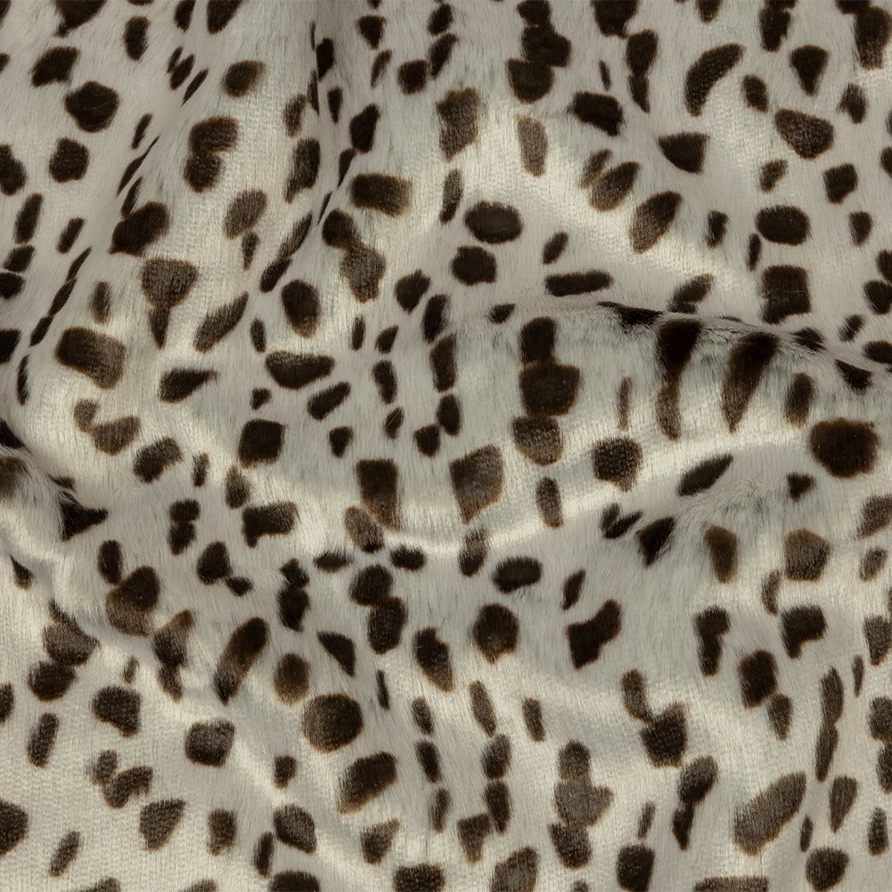 Pale Gray and Brown Spotted Sleek Luxury Faux Fur Pale Gray and Brown Spotted Sleek Luxury Faux Fur