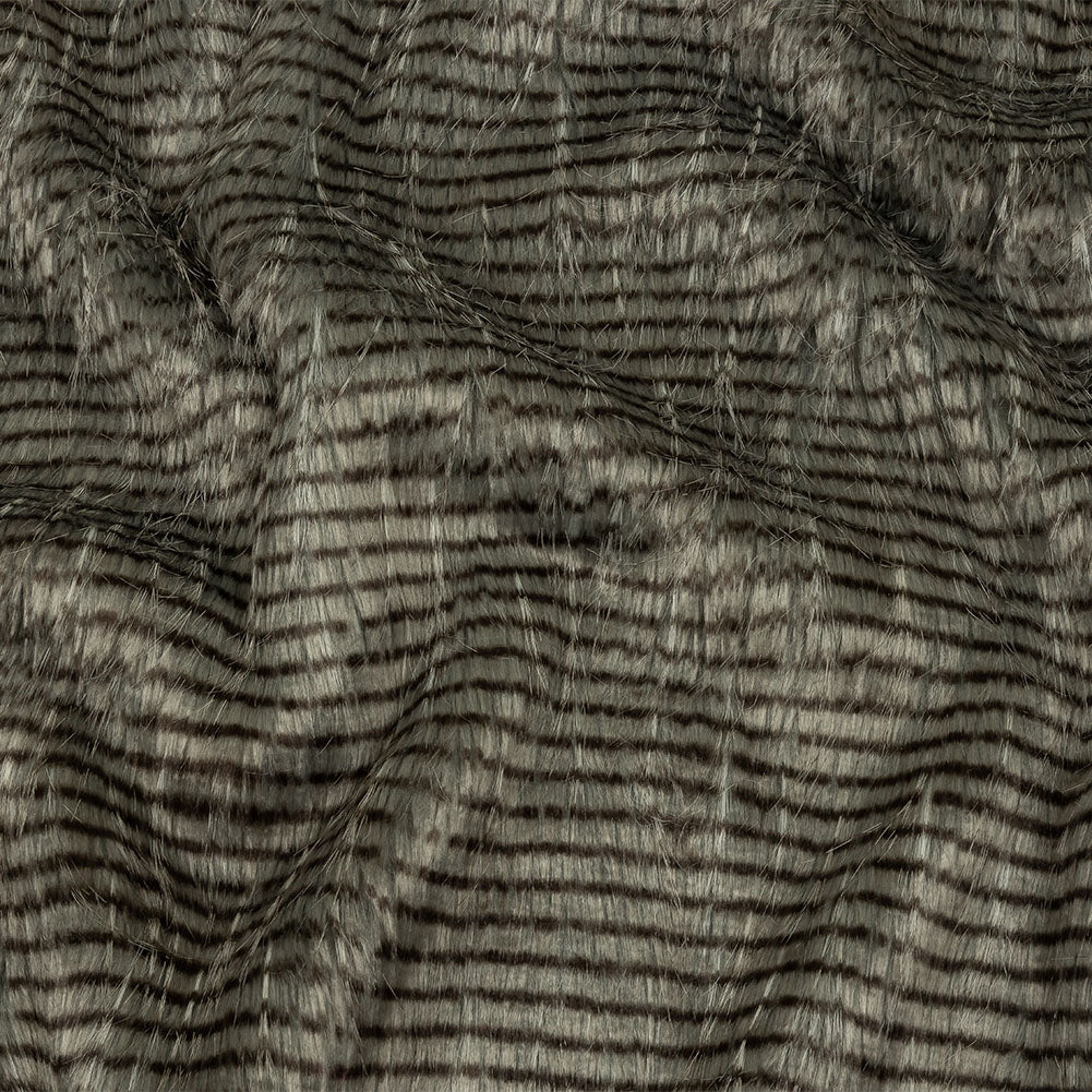 Silver and Pinecone Striped Feathery Luxury Faux Fur Silver and Pinecone Striped Feathery Luxury Faux Fur