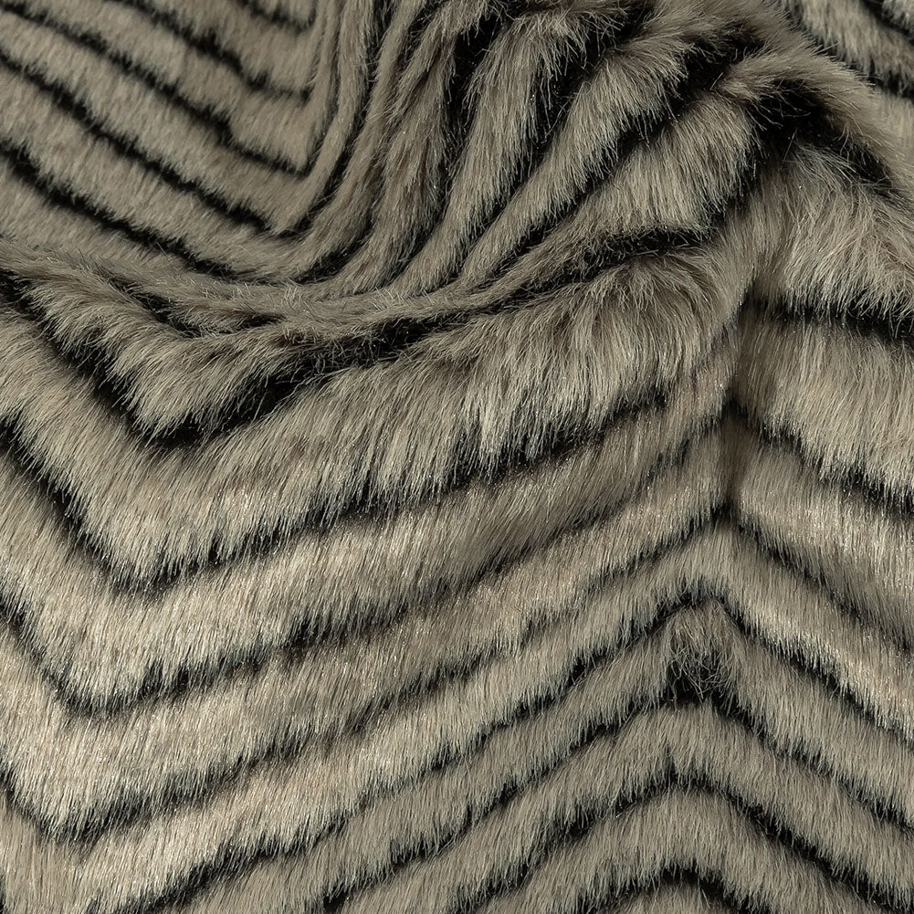 Gray and Black Chevron Ribbed Luxury Faux Fur Detail Gray and Black Chevron Ribbed Luxury Faux Fur Detail
