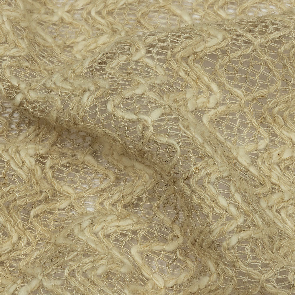 Famous Designer Natural Zig Zags and Diamonds Linen and Cotton Novelty Woven Detail Famous Designer Natural Zig Zags and Diamonds Linen and Cotton Novelty Woven Detail