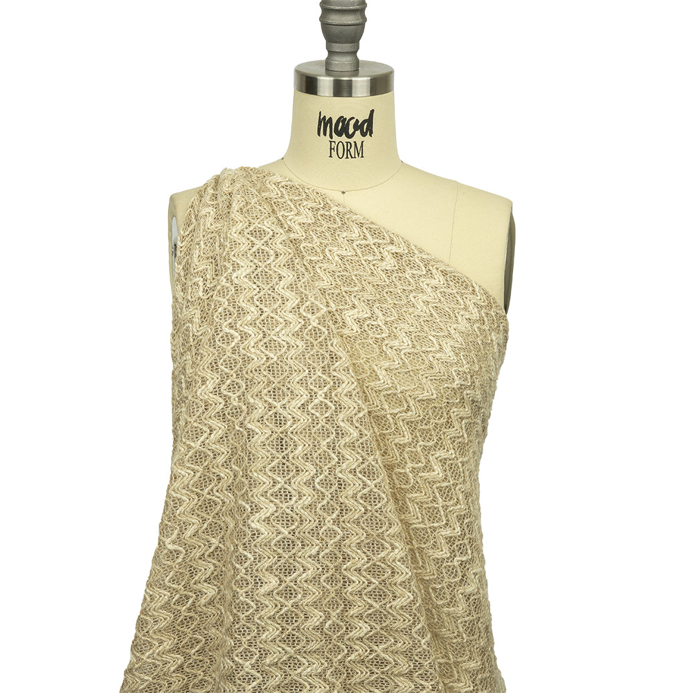 Famous Designer Natural Zig Zags and Diamonds Linen and Cotton Novelty Woven Drape Famous Designer Natural Zig Zags and Diamonds Linen and Cotton Novelty Woven Drape