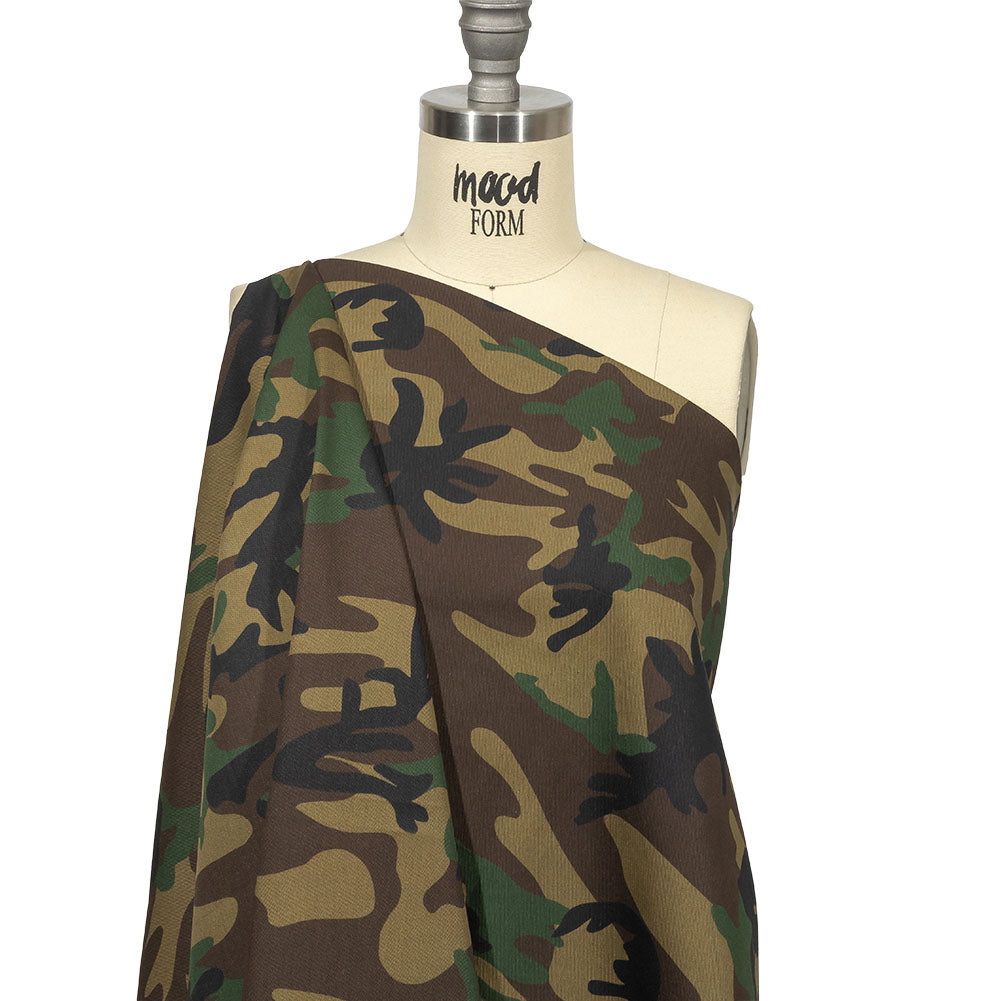 Balenciaga Italian Kombu Green, Brown and Tap Shoe Camouflage Cotton Twill Drape Balenciaga Italian Kombu Green, Brown and Tap Shoe Camouflage Cotton Twill Drape