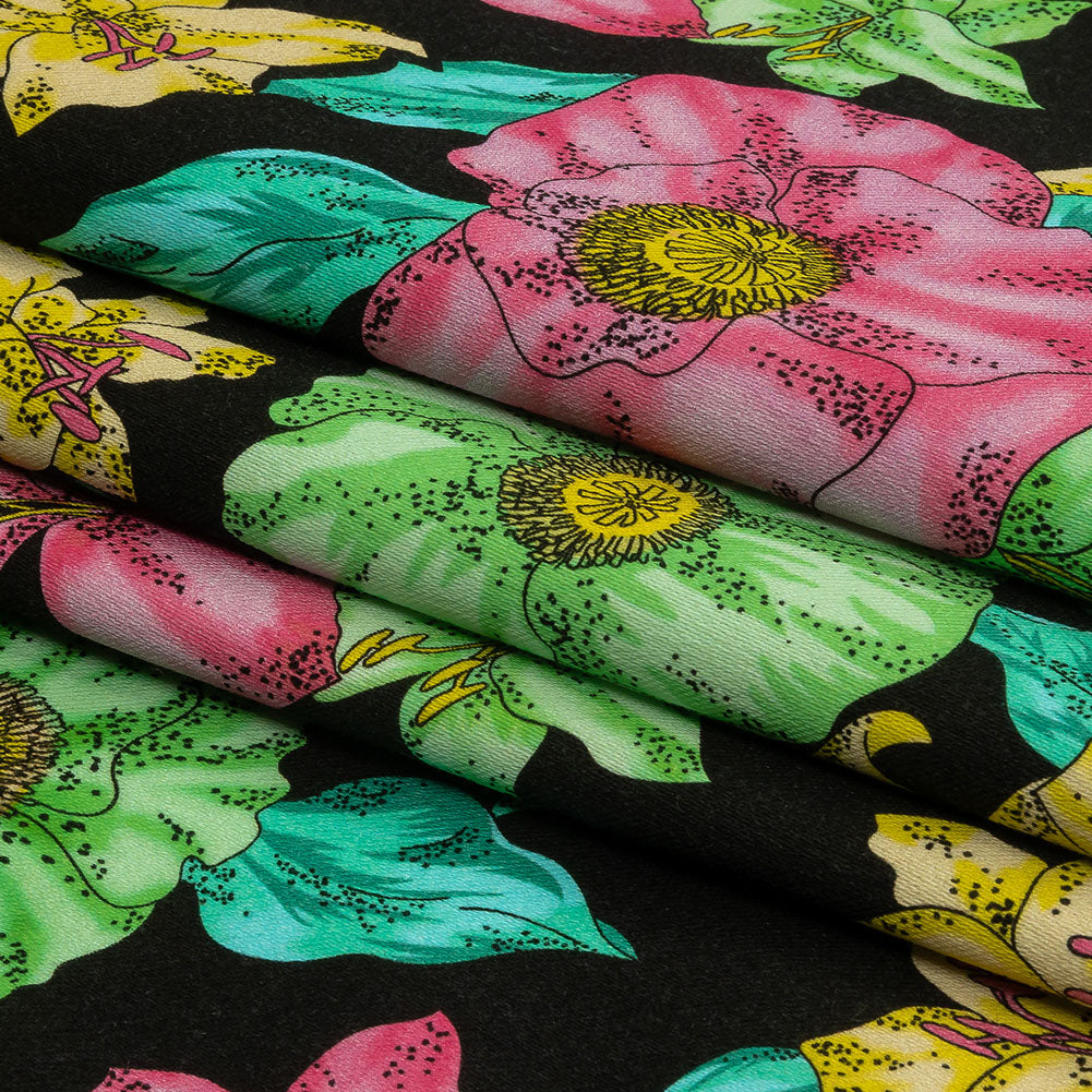 Balenciaga Italian Pink, Yellow and Lime Floral Stretch Cotton Twill Full Balenciaga Italian Pink, Yellow and Lime Floral Stretch Cotton Twill Full