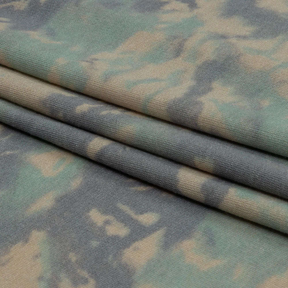 Beige, Gray and Mint Tie Dye Splash Stretch Polyester and Rayon French Terry Full Beige, Gray and Mint Tie Dye Splash Stretch Polyester and Rayon French Terry Full