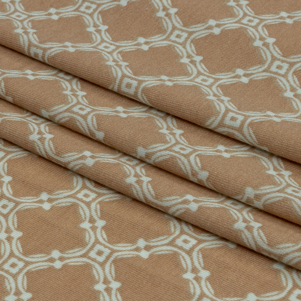 Beige and Pale Mint Decorative Lattice Polyester and Rayon Jersey Folded Beige and Pale Mint Decorative Lattice Polyester and Rayon Jersey Folded