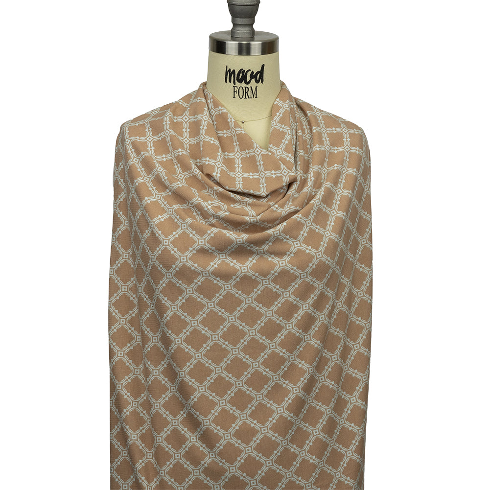 Beige and Pale Mint Decorative Lattice Polyester and Rayon Jersey Drape Beige and Pale Mint Decorative Lattice Polyester and Rayon Jersey Drape