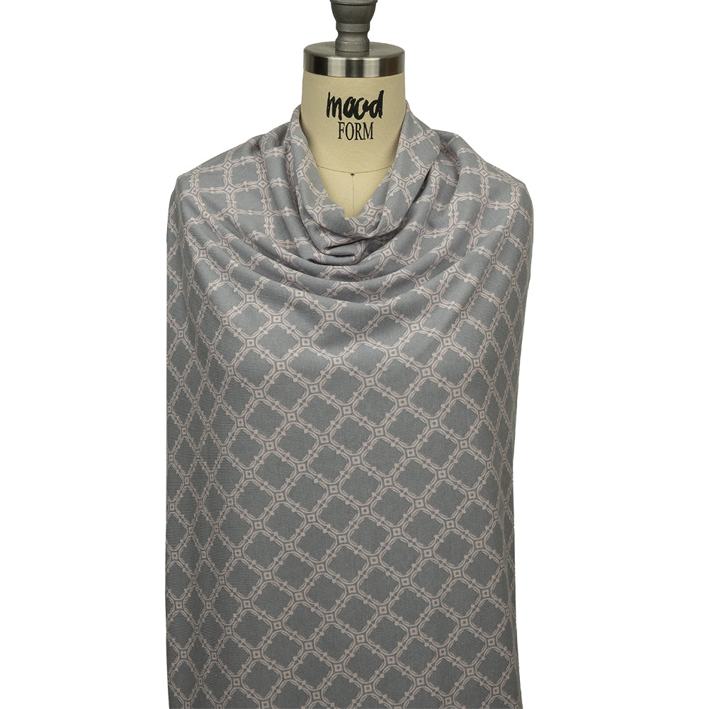 Dusty Purple and Pale Pink Decorative Lattice Polyester and Rayon Jersey Drape Dusty Purple and Pale Pink Decorative Lattice Polyester and Rayon Jersey Drape