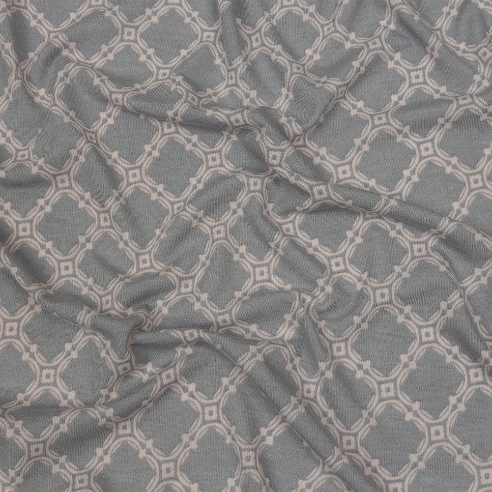 Dusty Purple and Pale Pink Decorative Lattice Polyester and Rayon Jersey Dusty Purple and Pale Pink Decorative Lattice Polyester and Rayon Jersey
