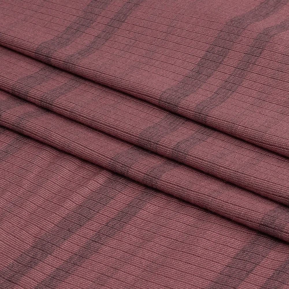 Rose and Charcoal Striped Stretch Rayon Rib Knit Rose and Charcoal Striped Stretch Rayon Rib Knit