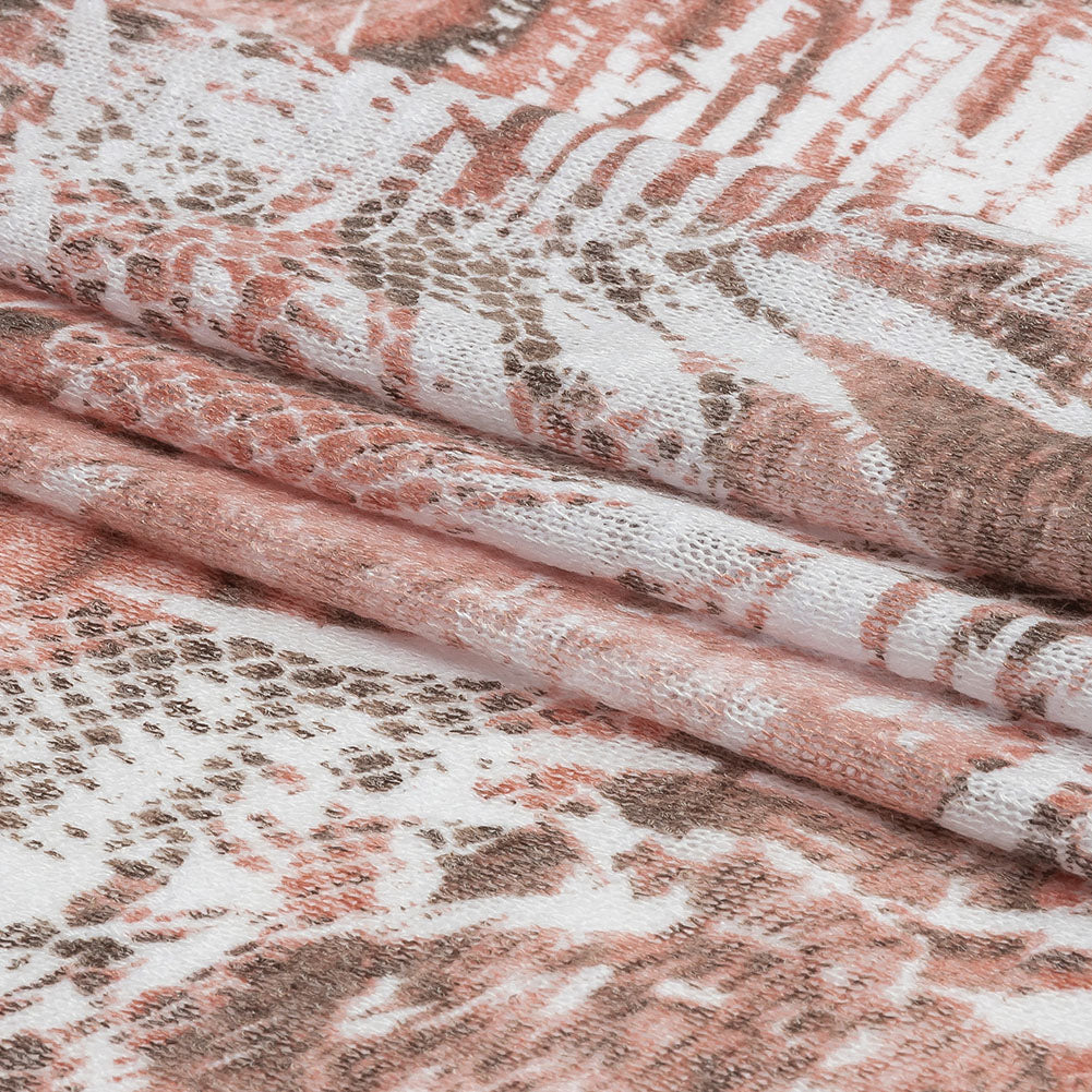Rose, White and Brown Animal Motley Polyester and Rayon Open Sweater Knit Rose, White and Brown Animal Motley Polyester and Rayon Open Sweater Knit