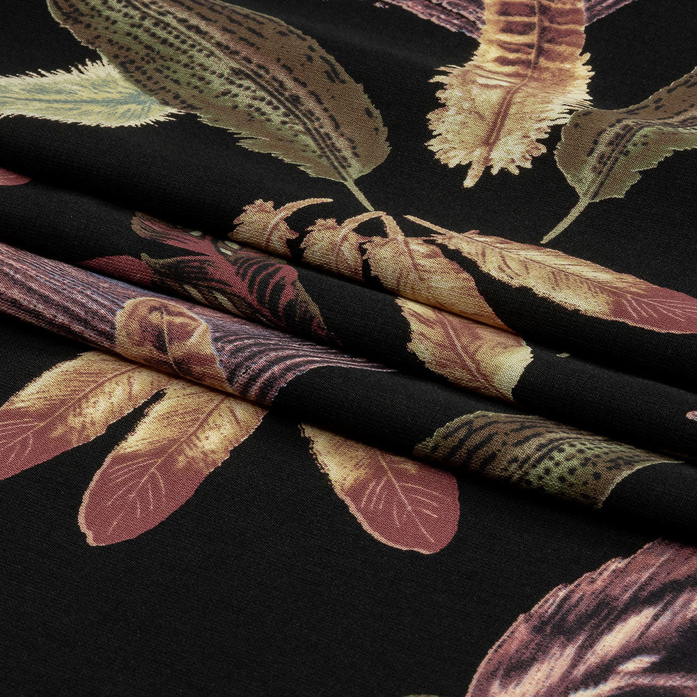 Black, Pink and Beige Flying Feathers Polyester Woven Black, Pink and Beige Flying Feathers Polyester Woven