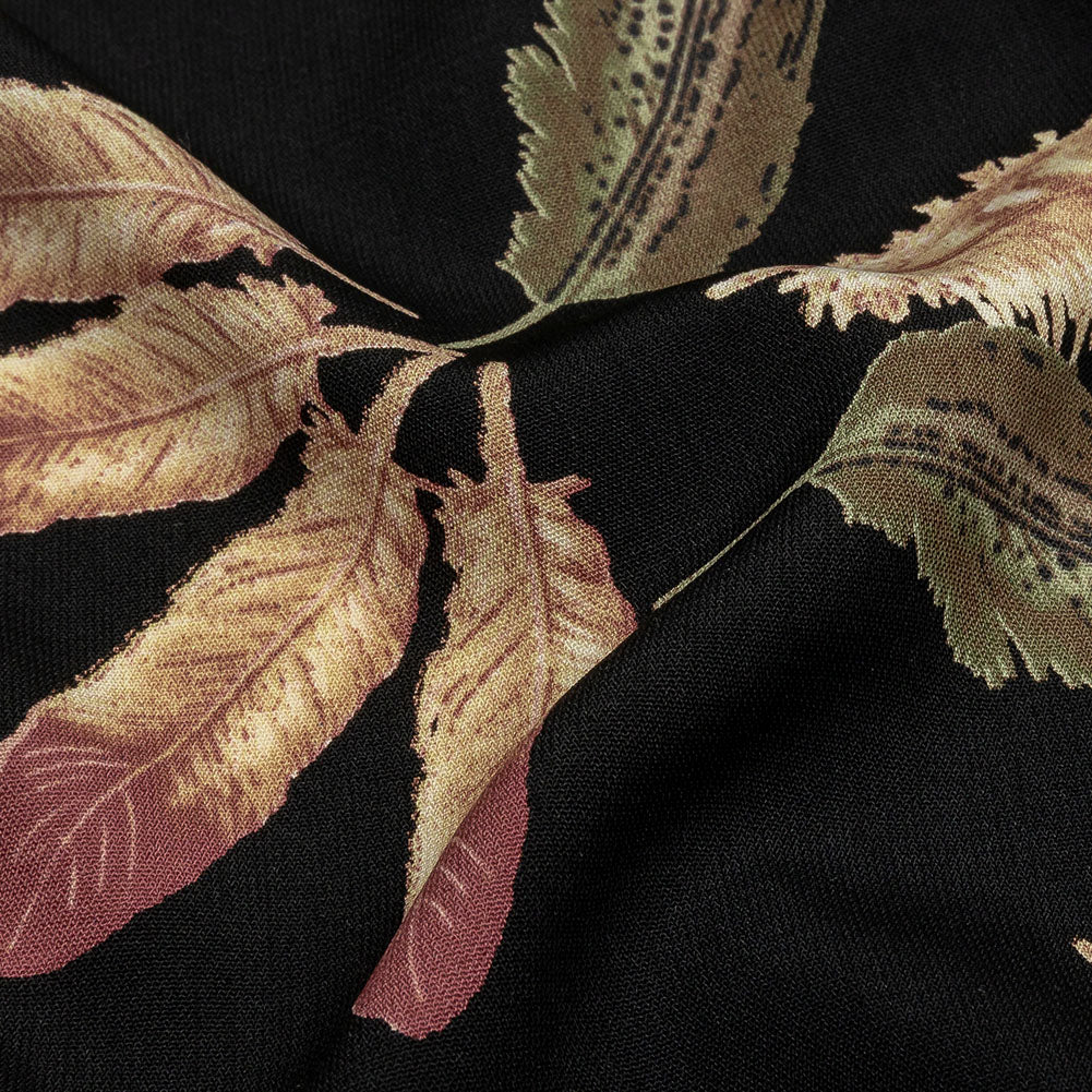 Black, Pink and Beige Flying Feathers Polyester Woven Black, Pink and Beige Flying Feathers Polyester Woven