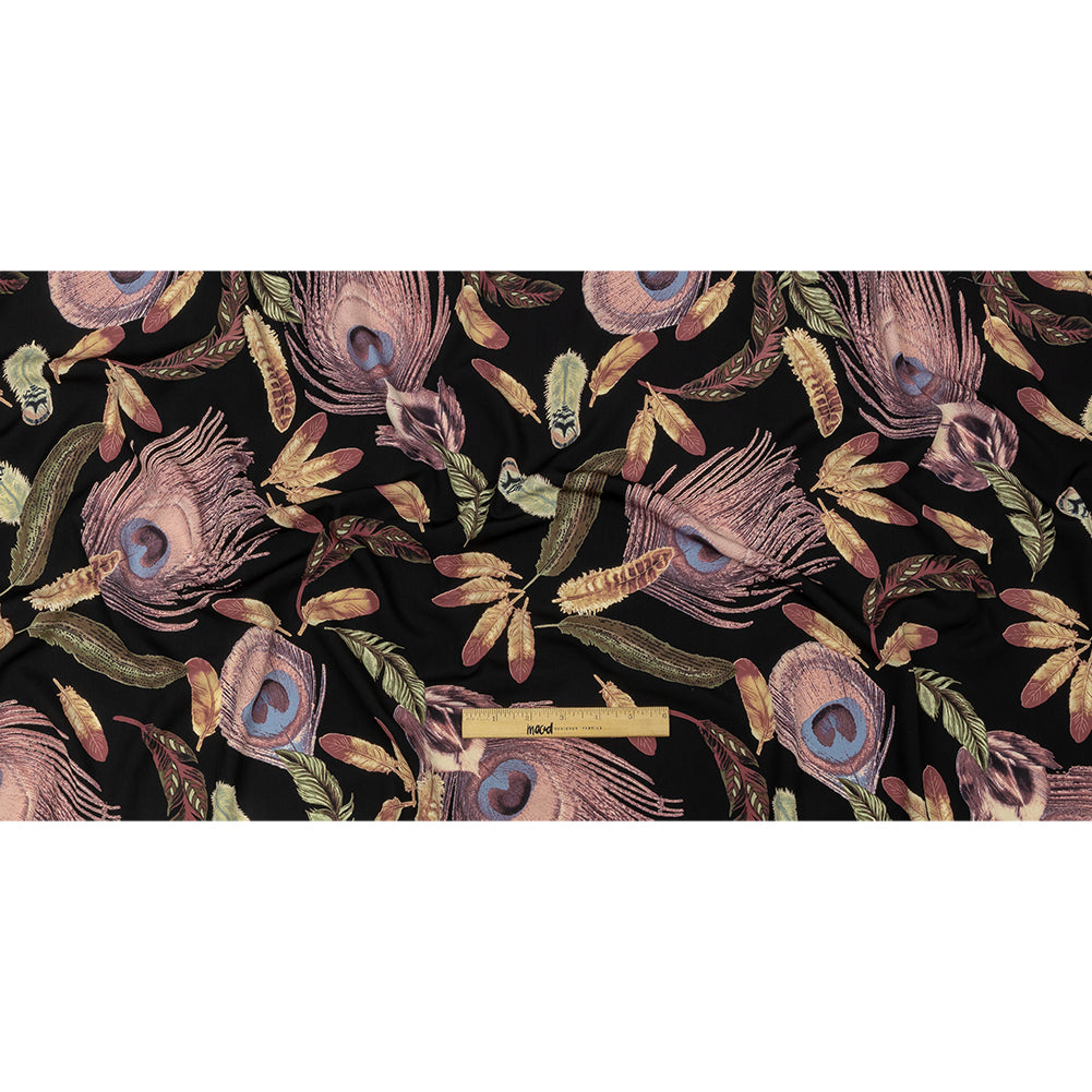 Black, Pink and Beige Flying Feathers Polyester Woven Black, Pink and Beige Flying Feathers Polyester Woven