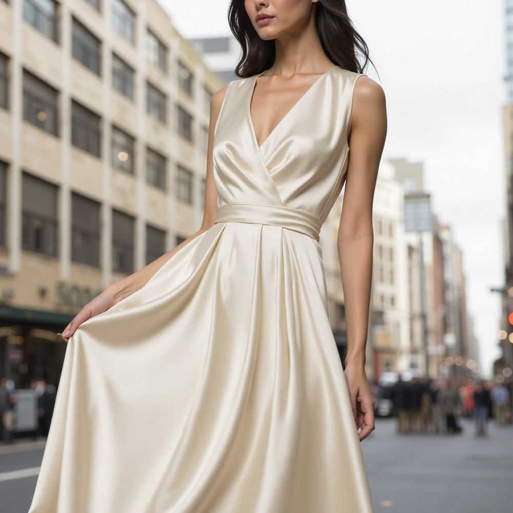 Sustainable Viscose Fluid Satin - Light Stone - Mood Exclusive Elliana Collection Sustainable Viscose Fluid Satin - Light Stone - Mood Exclusive Elliana Collection