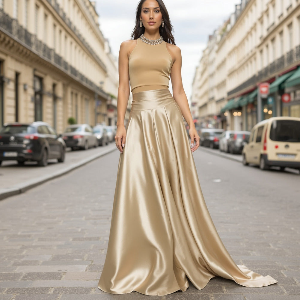 Sustainable Viscose Fluid Satin - Beige - Mood Exclusive Elliana Collection Sustainable Viscose Fluid Satin - Beige - Mood Exclusive Elliana Collection