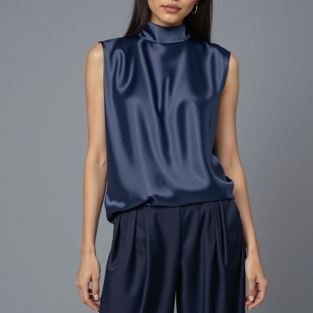 Sustainable Viscose Fluid Satin - Navy - Mood Exclusive Elliana Collection Sustainable Viscose Fluid Satin - Navy - Mood Exclusive Elliana Collection