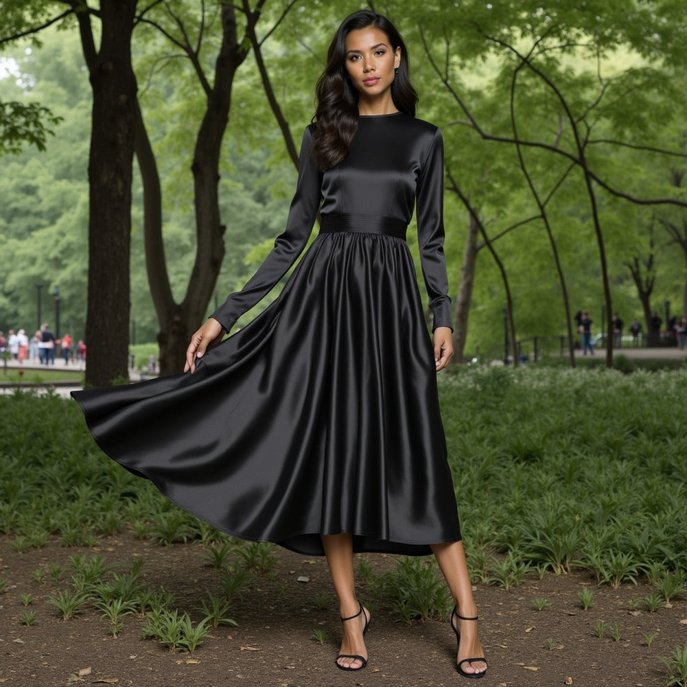 Sustainable Viscose Fluid Satin - Black - Mood Exclusive Elliana Collection Sustainable Viscose Fluid Satin - Black - Mood Exclusive Elliana Collection