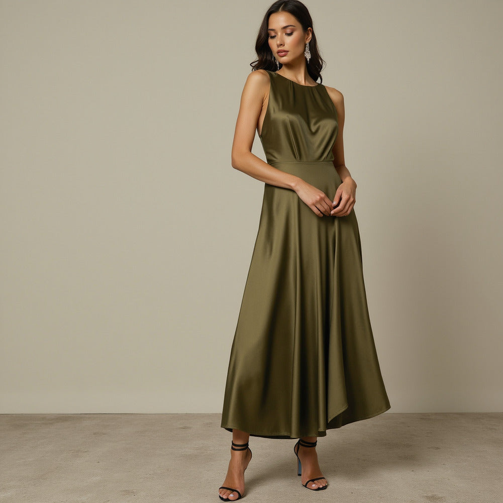 Sustainable Viscose Fluid Satin - Olive Green - Mood Exclusive Elliana Collection Sustainable Viscose Fluid Satin - Olive Green - Mood Exclusive Elliana Collection