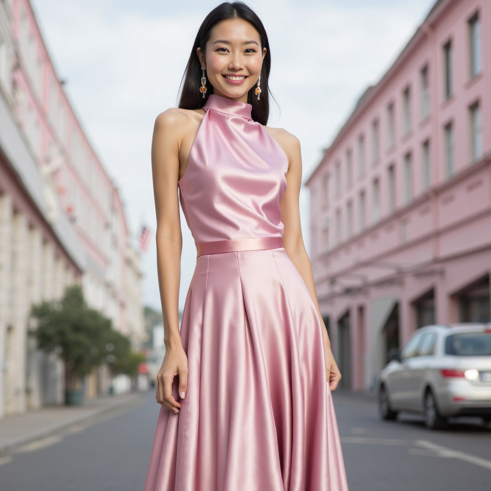 Sustainable Viscose Fluid Satin - Pink - Mood Exclusive Elliana Collection Sustainable Viscose Fluid Satin - Pink - Mood Exclusive Elliana Collection