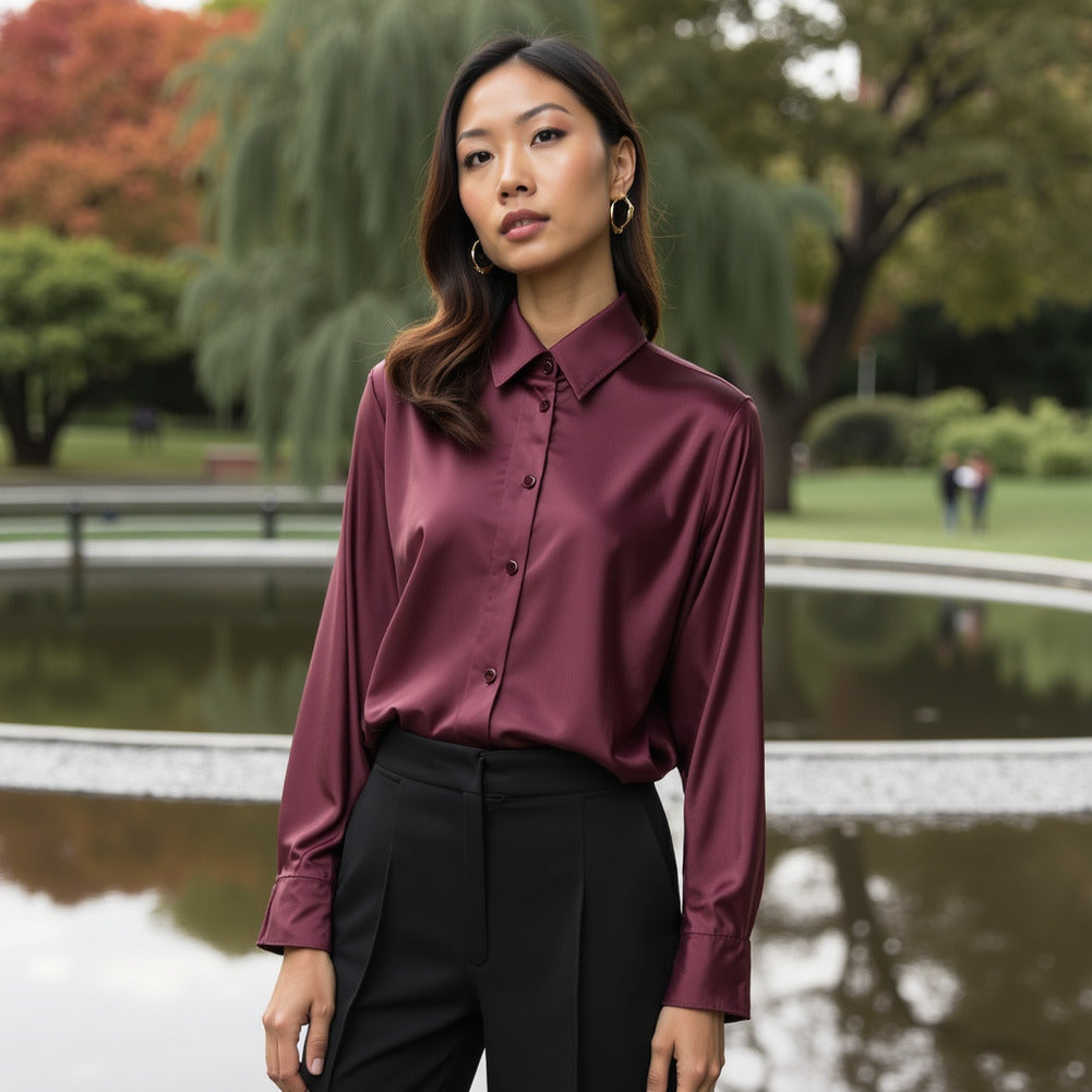 Sustainable Viscose Fluid Satin - Burgundy - Mood Exclusive Elliana Collection Sustainable Viscose Fluid Satin - Burgundy - Mood Exclusive Elliana Collection