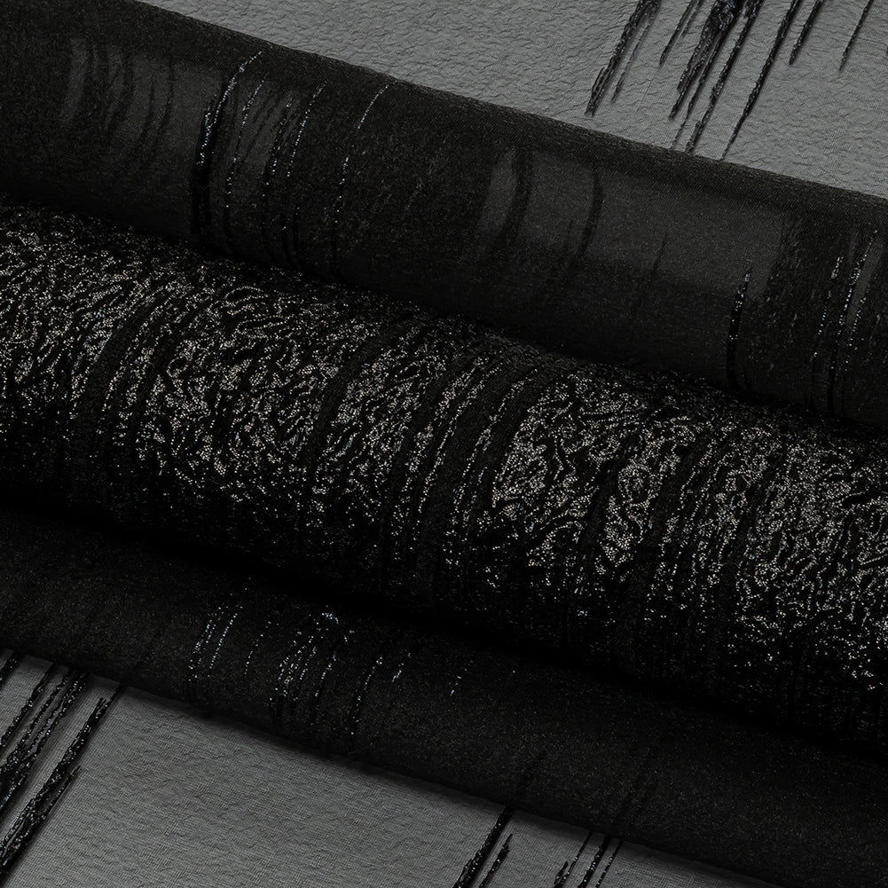 Metallic Black Sleek Streaks Luxury Burnout Brocade Metallic Black Sleek Streaks Luxury Burnout Brocade