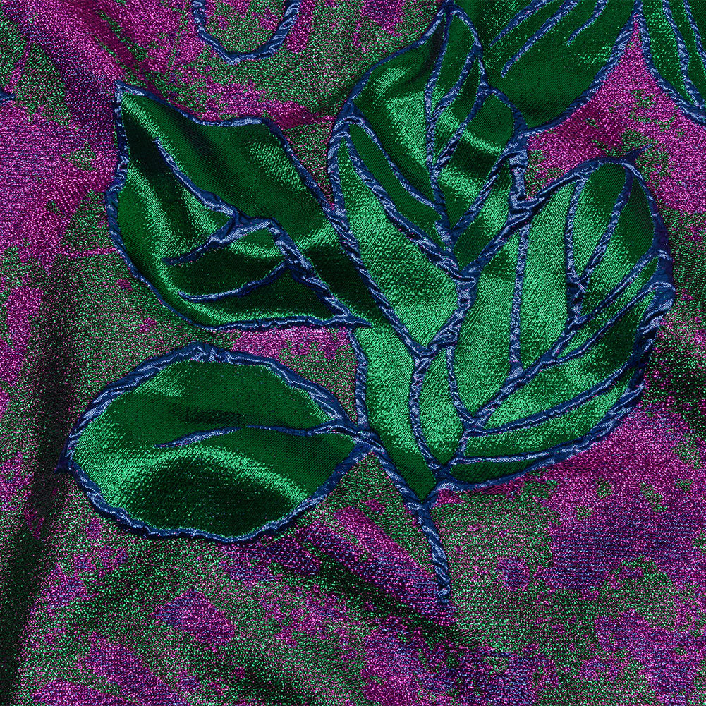 Metallic Magenta, Royal Blue and Green Mottled Floral Luxury Brocade Metallic Magenta, Royal Blue and Green Mottled Floral Luxury Brocade