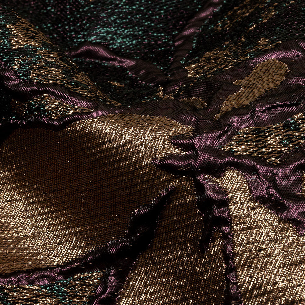 Metallic Forest, Bronze and Burgundy Mottled Floral Luxury Brocade Metallic Forest, Bronze and Burgundy Mottled Floral Luxury Brocade