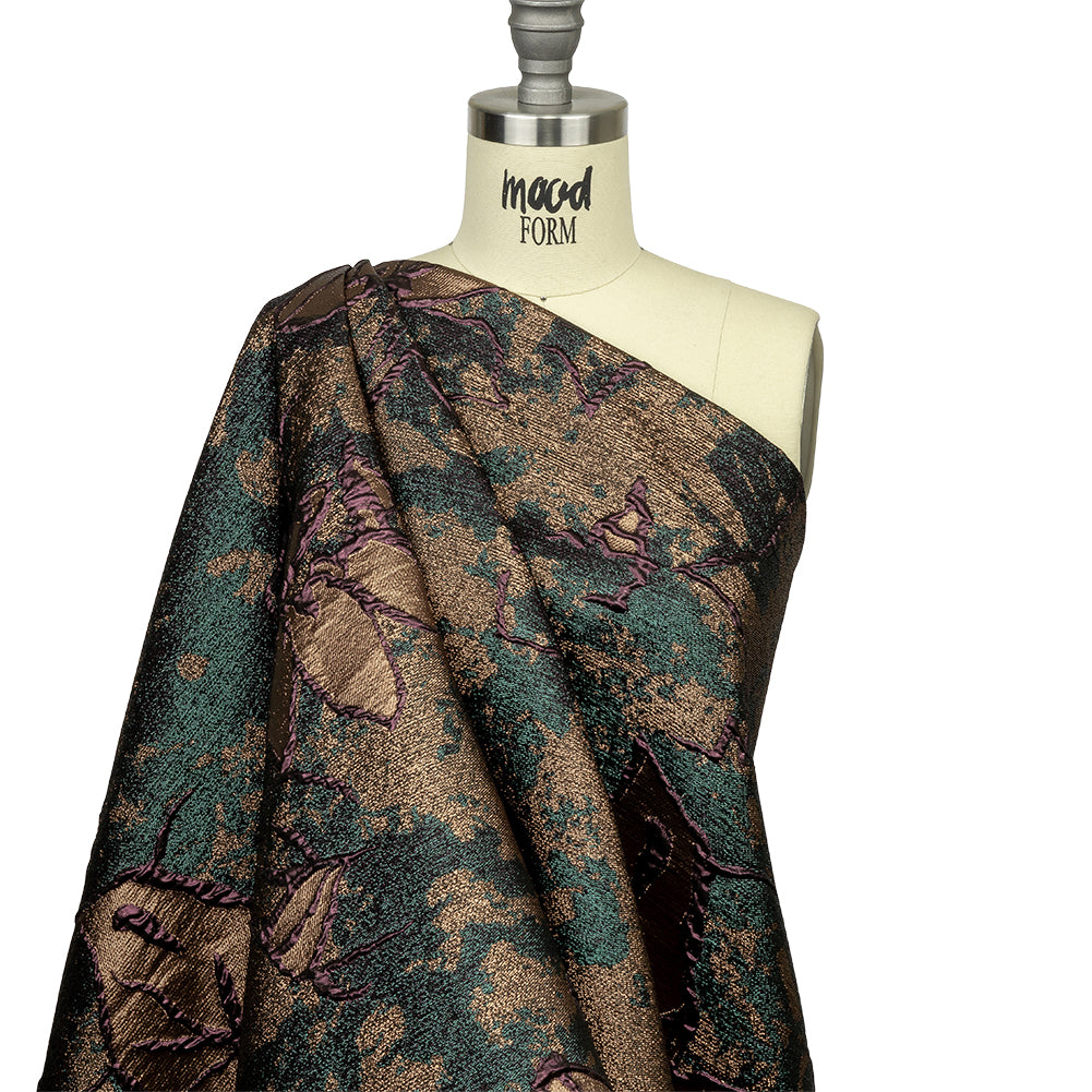 Metallic Forest, Bronze and Burgundy Mottled Floral Luxury Brocade Metallic Forest, Bronze and Burgundy Mottled Floral Luxury Brocade