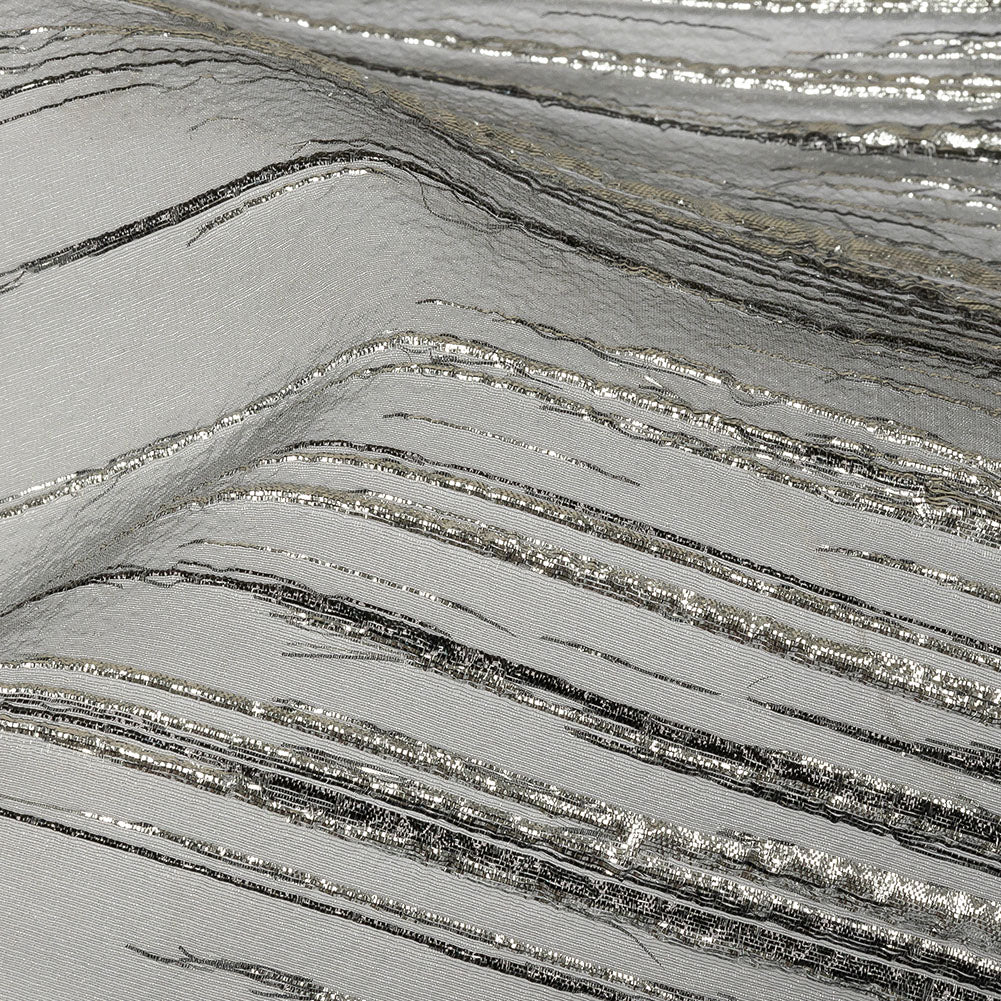 Metallic Black and Silver Striated Lines Luxury Burnout Brocade Metallic Black and Silver Striated Lines Luxury Burnout Brocade