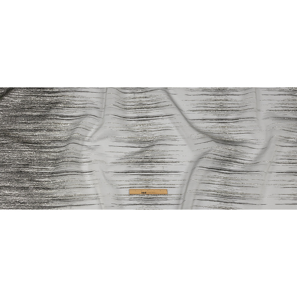 Metallic Black and Silver Striated Lines Luxury Burnout Brocade Metallic Black and Silver Striated Lines Luxury Burnout Brocade