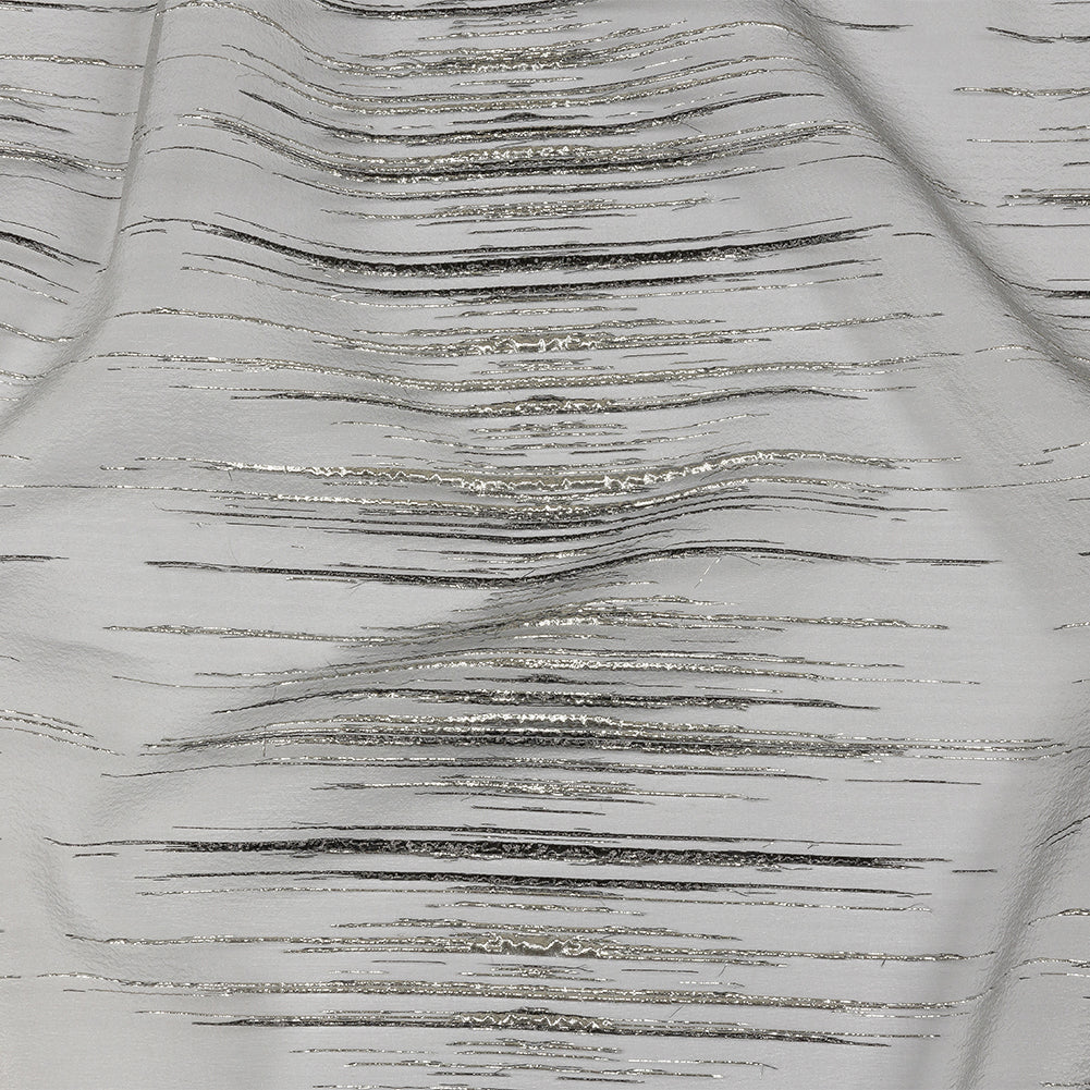 Metallic Black and Silver Striated Lines Luxury Burnout Brocade Metallic Black and Silver Striated Lines Luxury Burnout Brocade