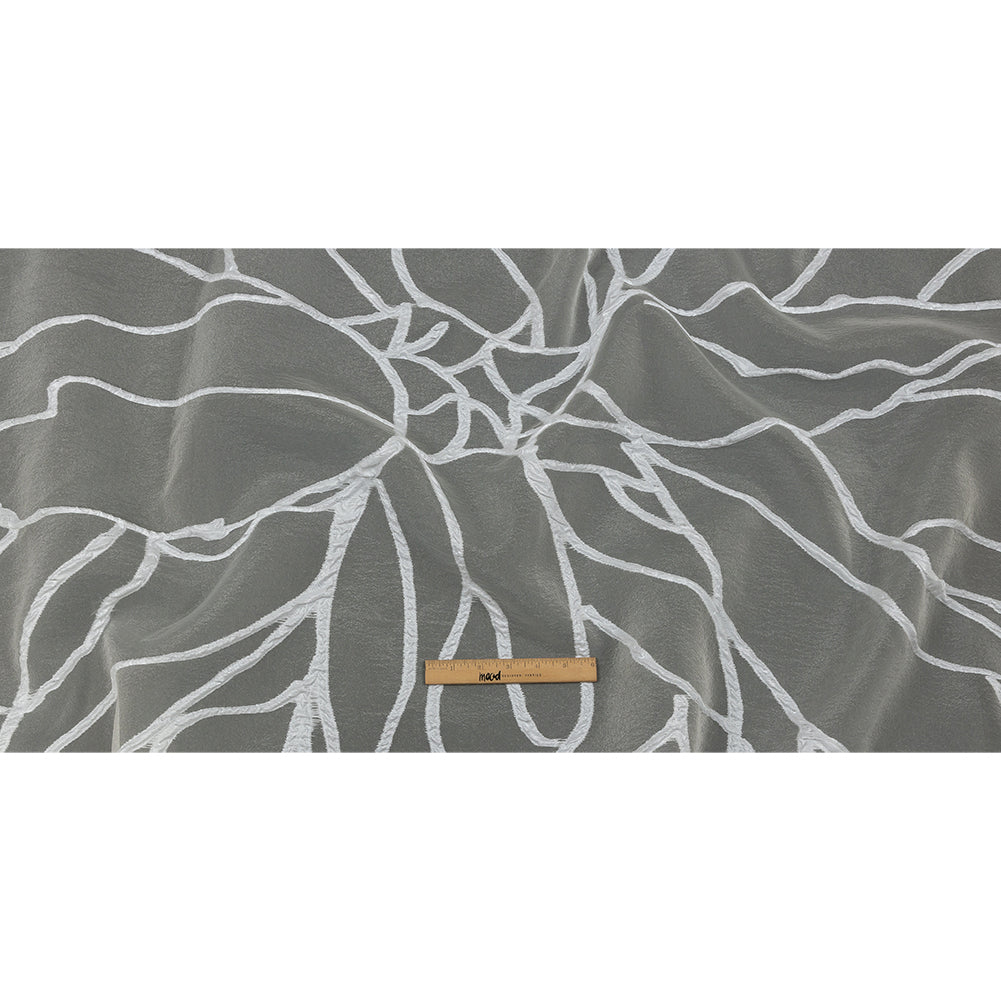 Metallic White Abstract Lines Luxury Burnout Brocade Metallic White Abstract Lines Luxury Burnout Brocade