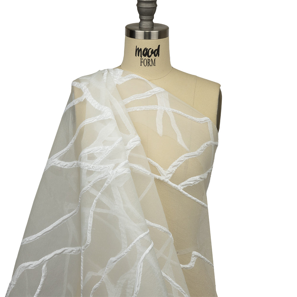 Metallic White Abstract Lines Luxury Burnout Brocade Metallic White Abstract Lines Luxury Burnout Brocade
