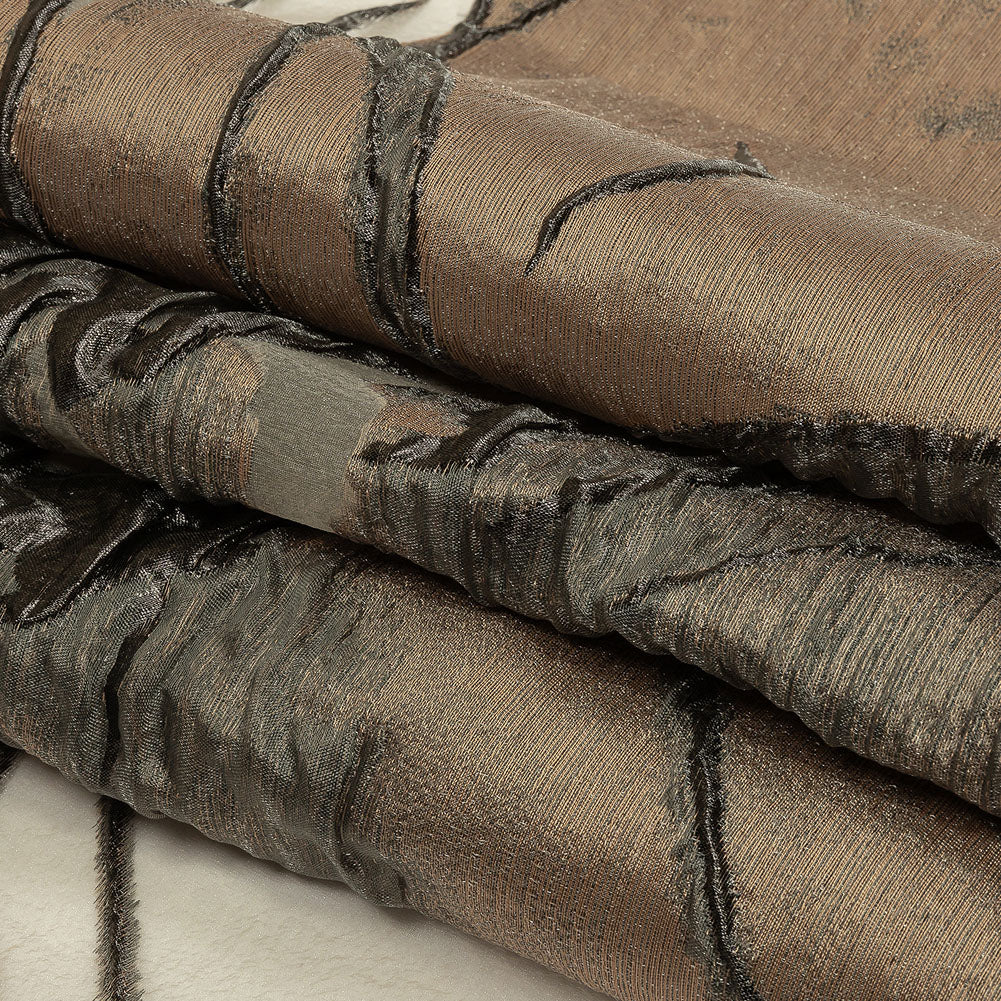 Metallic Bronze Medal and Black Floral Luxury Burnout Brocade Panel Metallic Bronze Medal and Black Floral Luxury Burnout Brocade Panel