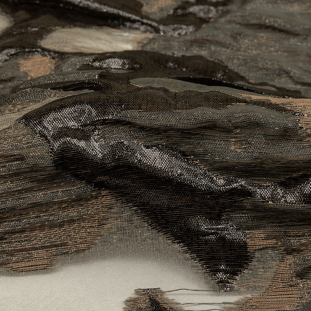 Metallic Bronze Medal and Black Floral Luxury Burnout Brocade Panel Metallic Bronze Medal and Black Floral Luxury Burnout Brocade Panel