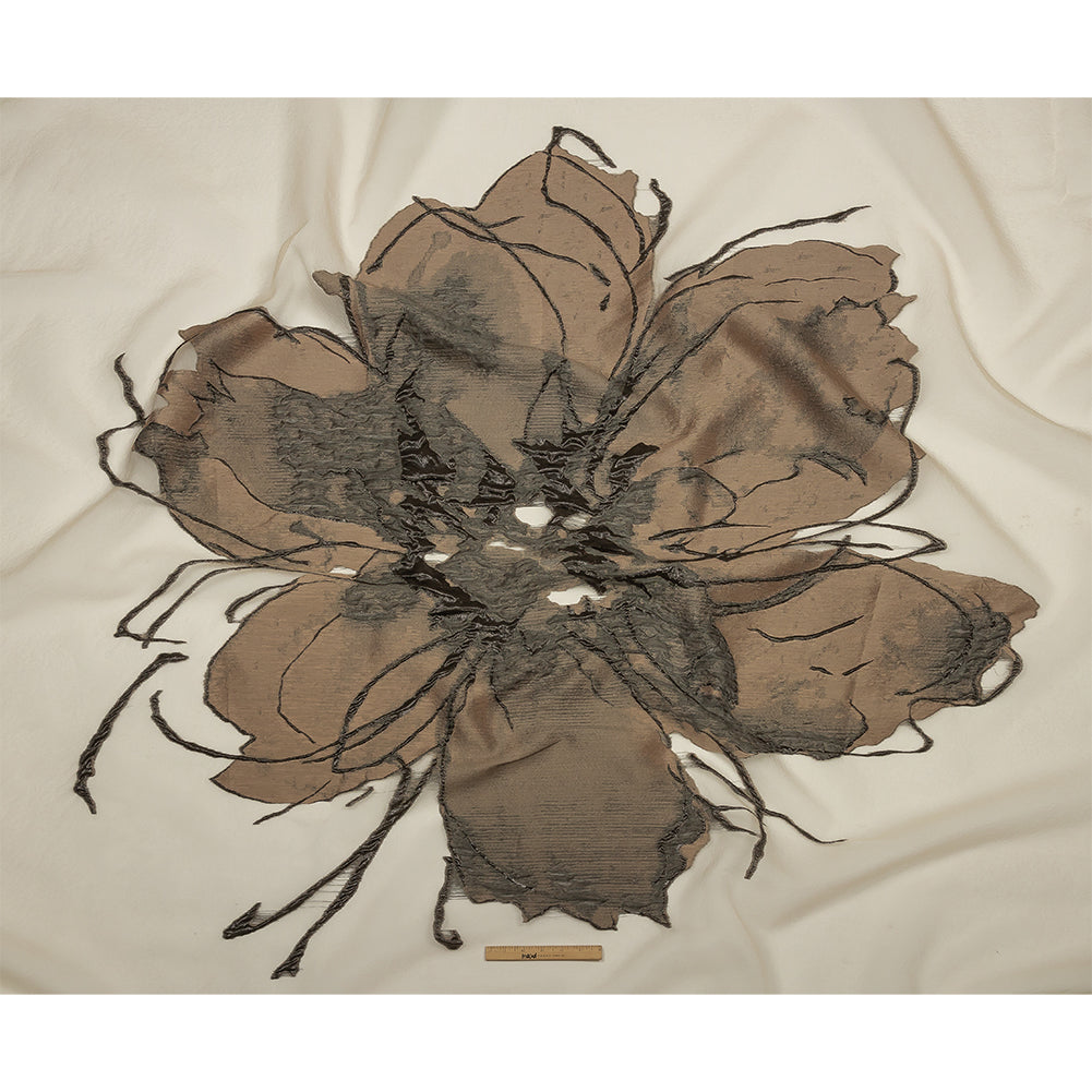 Metallic Bronze Medal and Black Floral Luxury Burnout Brocade Panel Metallic Bronze Medal and Black Floral Luxury Burnout Brocade Panel