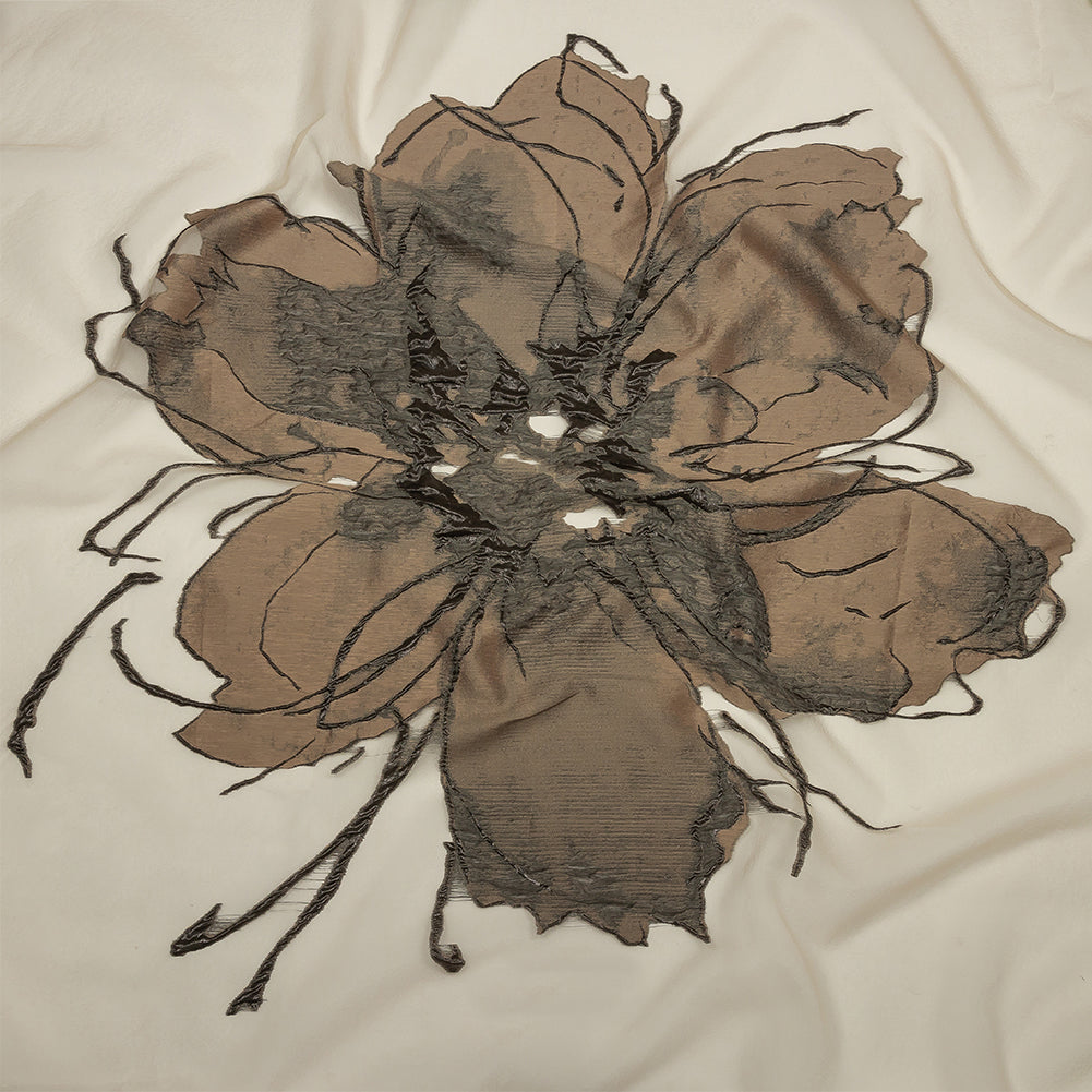 Metallic Bronze Medal and Black Floral Luxury Burnout Brocade Panel Metallic Bronze Medal and Black Floral Luxury Burnout Brocade Panel