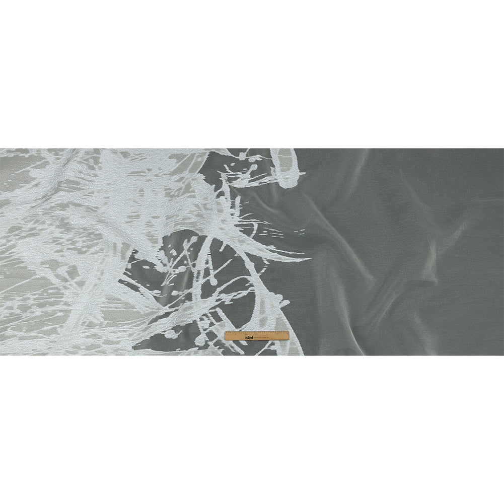 Metallic White Abstract Splatters Luxury Burnout Brocade Metallic White Abstract Splatters Luxury Burnout Brocade