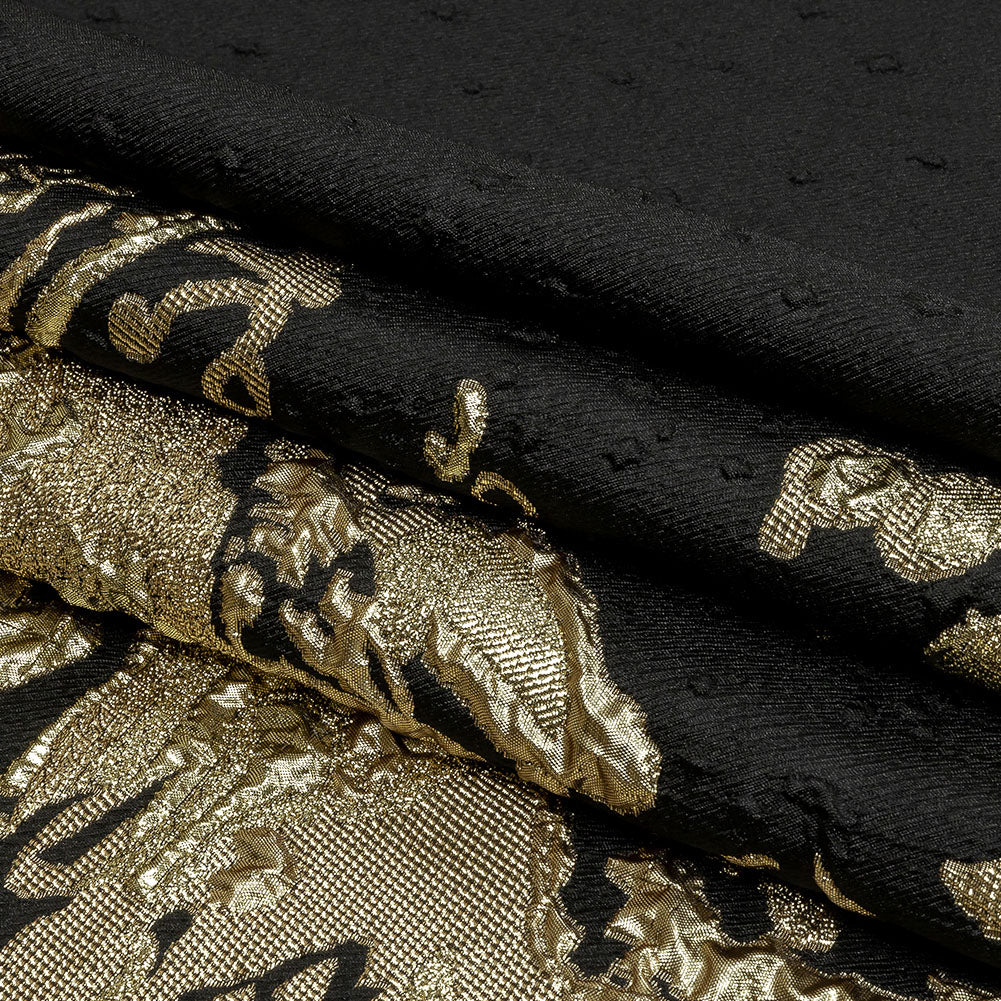 Metallic Golden Mist and Black Spotted and Splattered Luxury Brocade Metallic Golden Mist and Black Spotted and Splattered Luxury Brocade