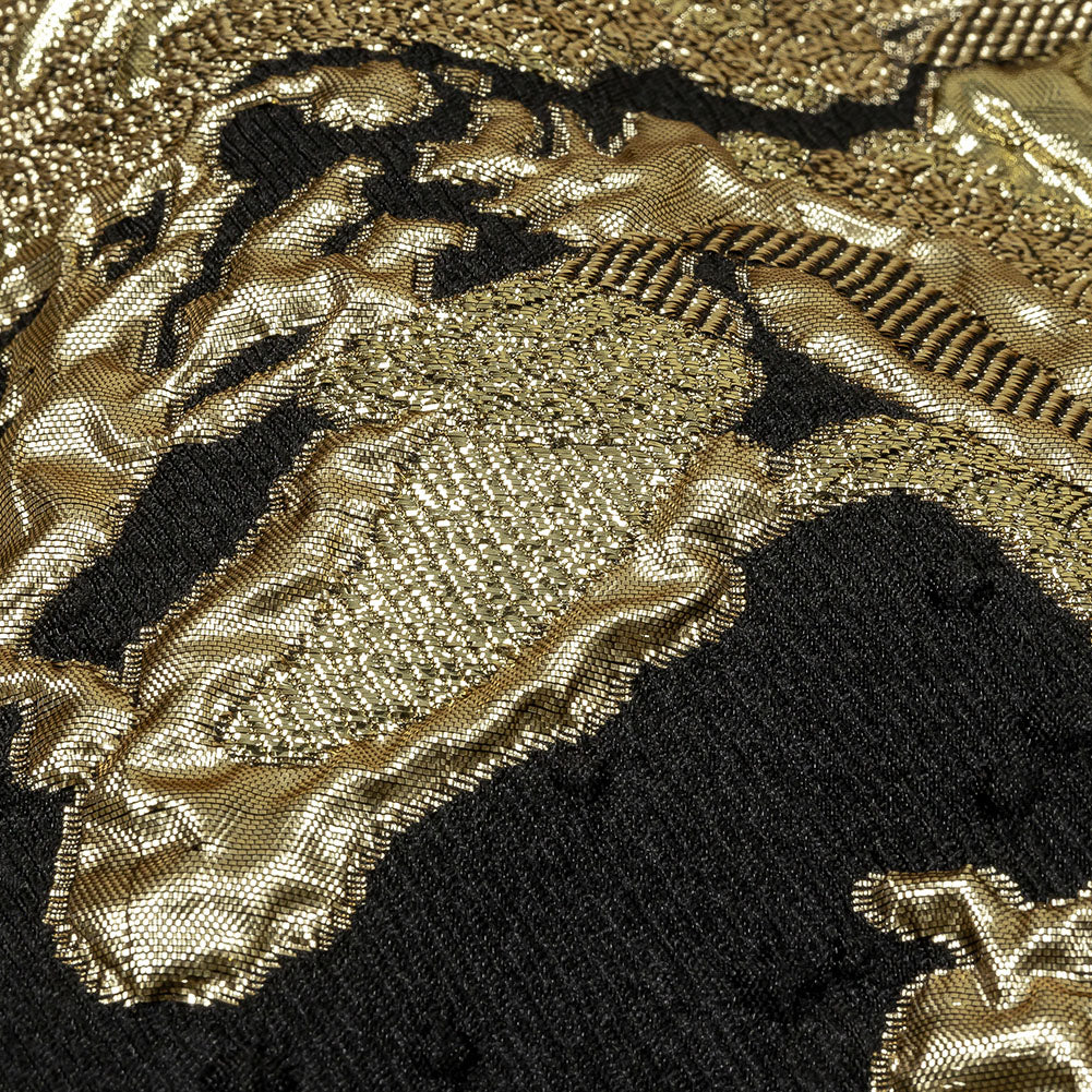 Metallic Golden Mist and Black Spotted and Splattered Luxury Brocade Metallic Golden Mist and Black Spotted and Splattered Luxury Brocade