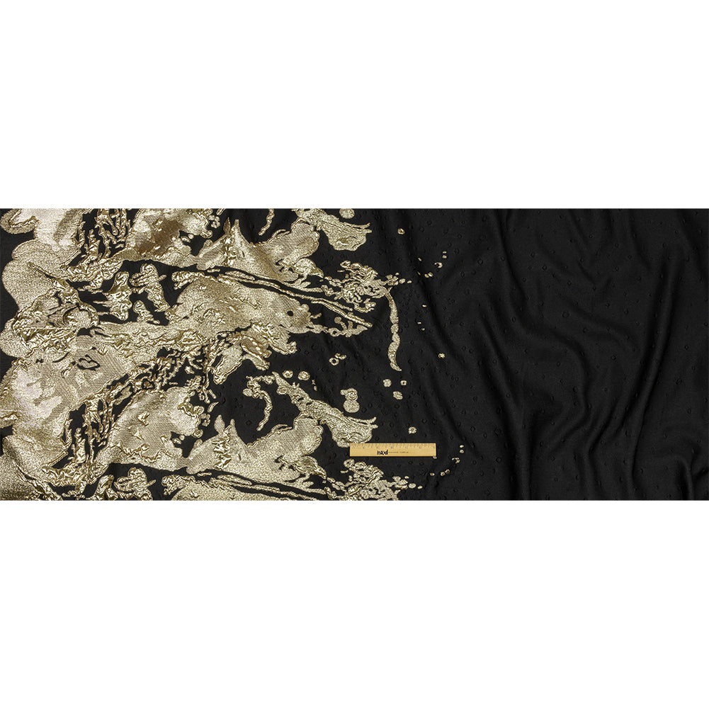 Metallic Golden Mist and Black Spotted and Splattered Luxury Brocade Metallic Golden Mist and Black Spotted and Splattered Luxury Brocade