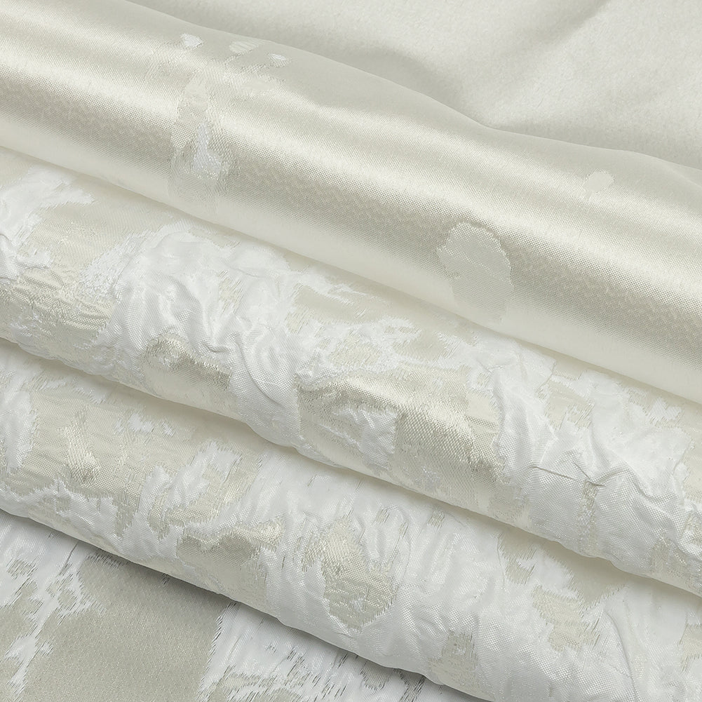 Metallic White Abstract Border Luxury Brocade Metallic White Abstract Border Luxury Brocade
