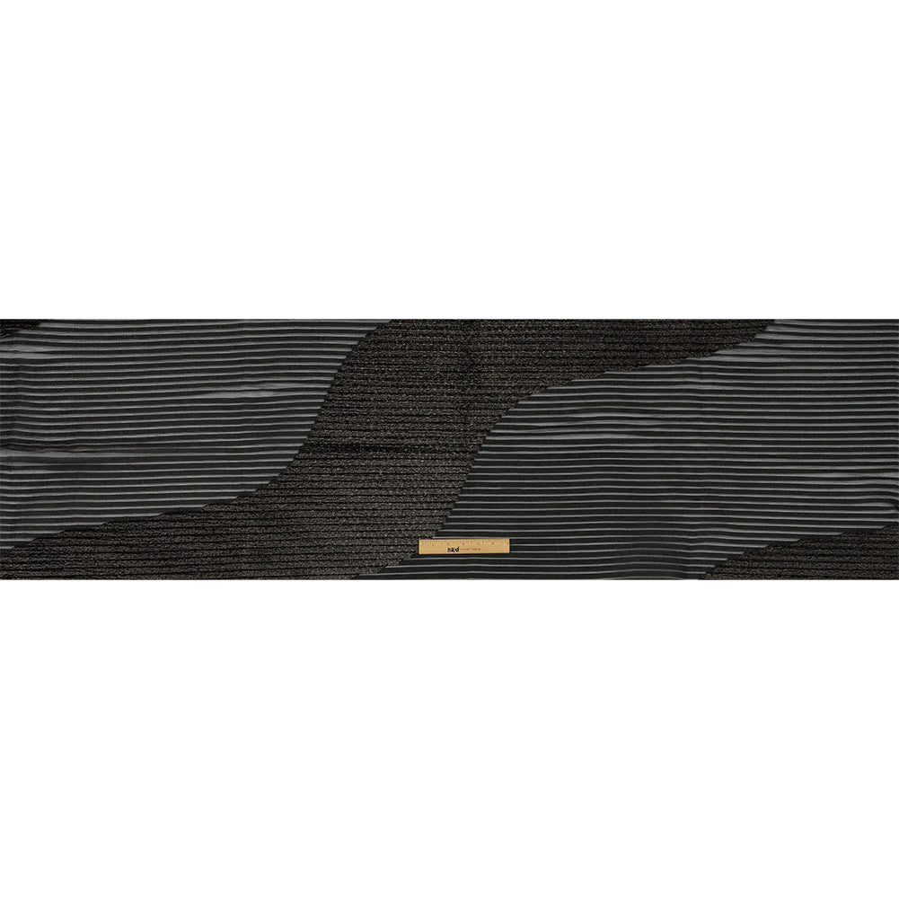 Metallic Black Diagonal Waves Pleated Luxury Burnout Brocade Metallic Black Diagonal Waves Pleated Luxury Burnout Brocade