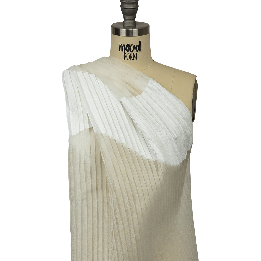 Metallic White Waves Pleated Luxury Burnout Brocade Metallic White Waves Pleated Luxury Burnout Brocade