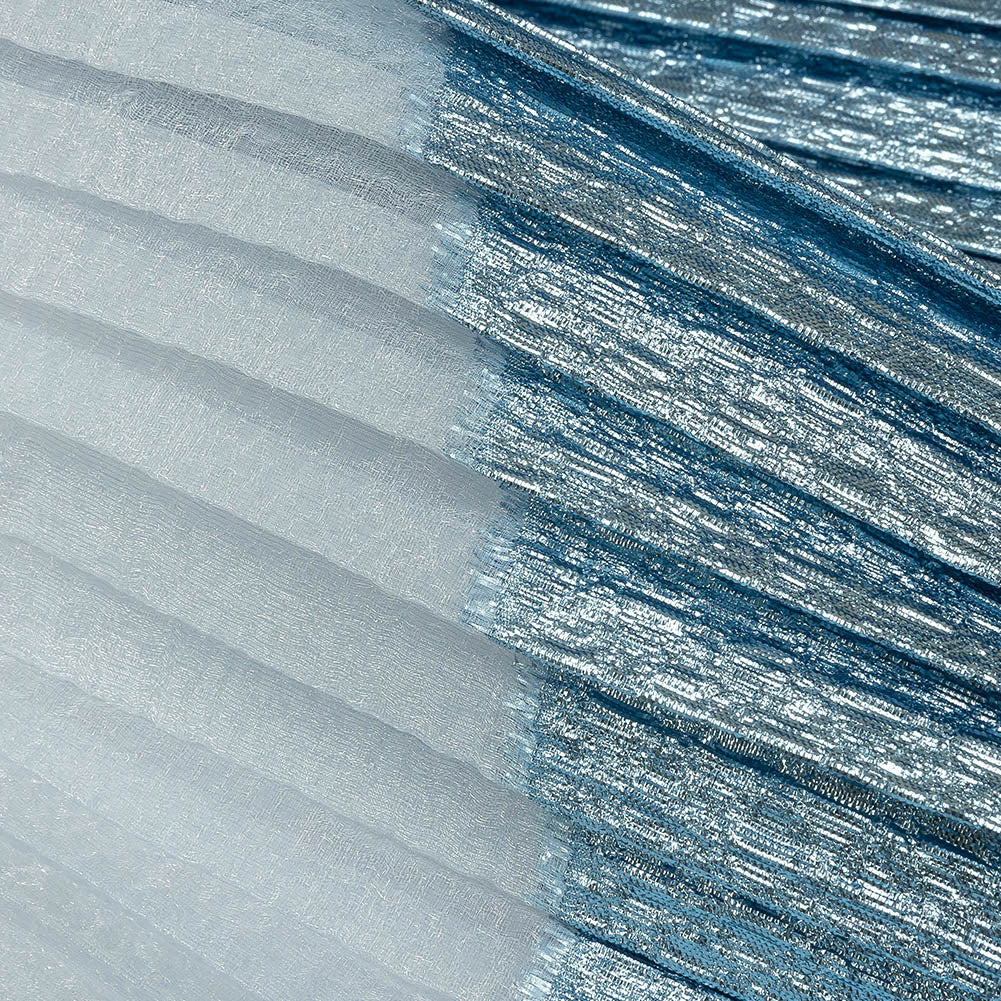 Metallic Han Blue Waves Pleated Luxury Burnout Brocade Metallic Han Blue Waves Pleated Luxury Burnout Brocade