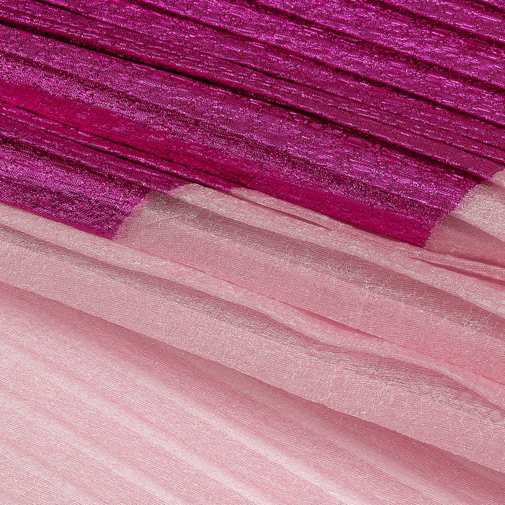 Metallic Magenta Waves Pleated Luxury Burnout Brocade - Folded Metallic Magenta Waves Pleated Luxury Burnout Brocade - Folded