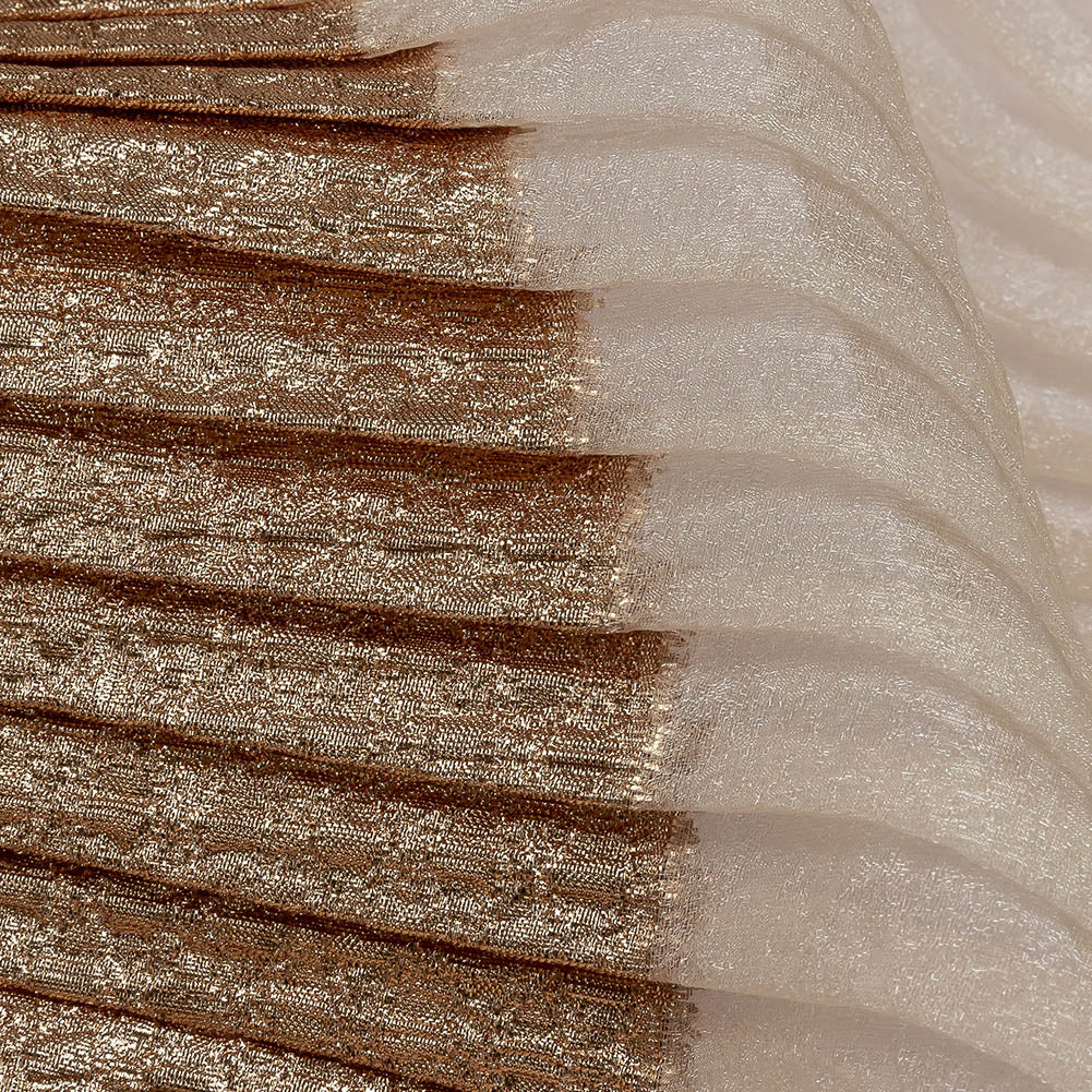 Metallic Champagne Waves Pleated Luxury Burnout Brocade Metallic Champagne Waves Pleated Luxury Burnout Brocade